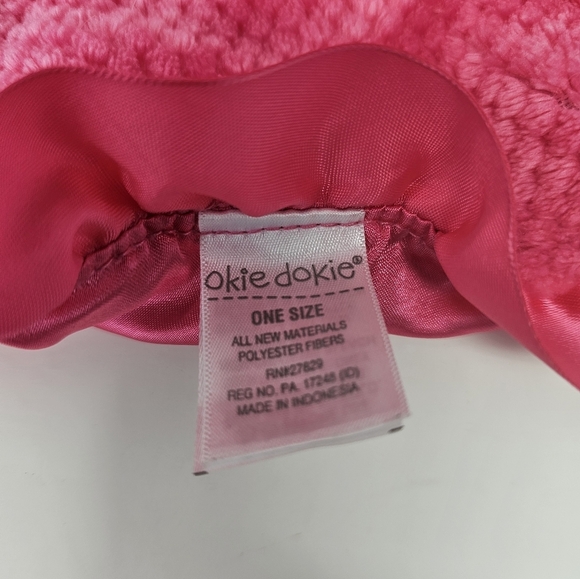 Okie Dokie Pink Owl Security Blanket Lovey Rattle Plush Satin Ruffle Baby Toy - Picture 6 of 6